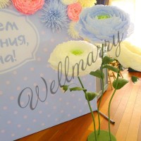 Ростовой бумажной цветок "Ранункулюс  голубой"
